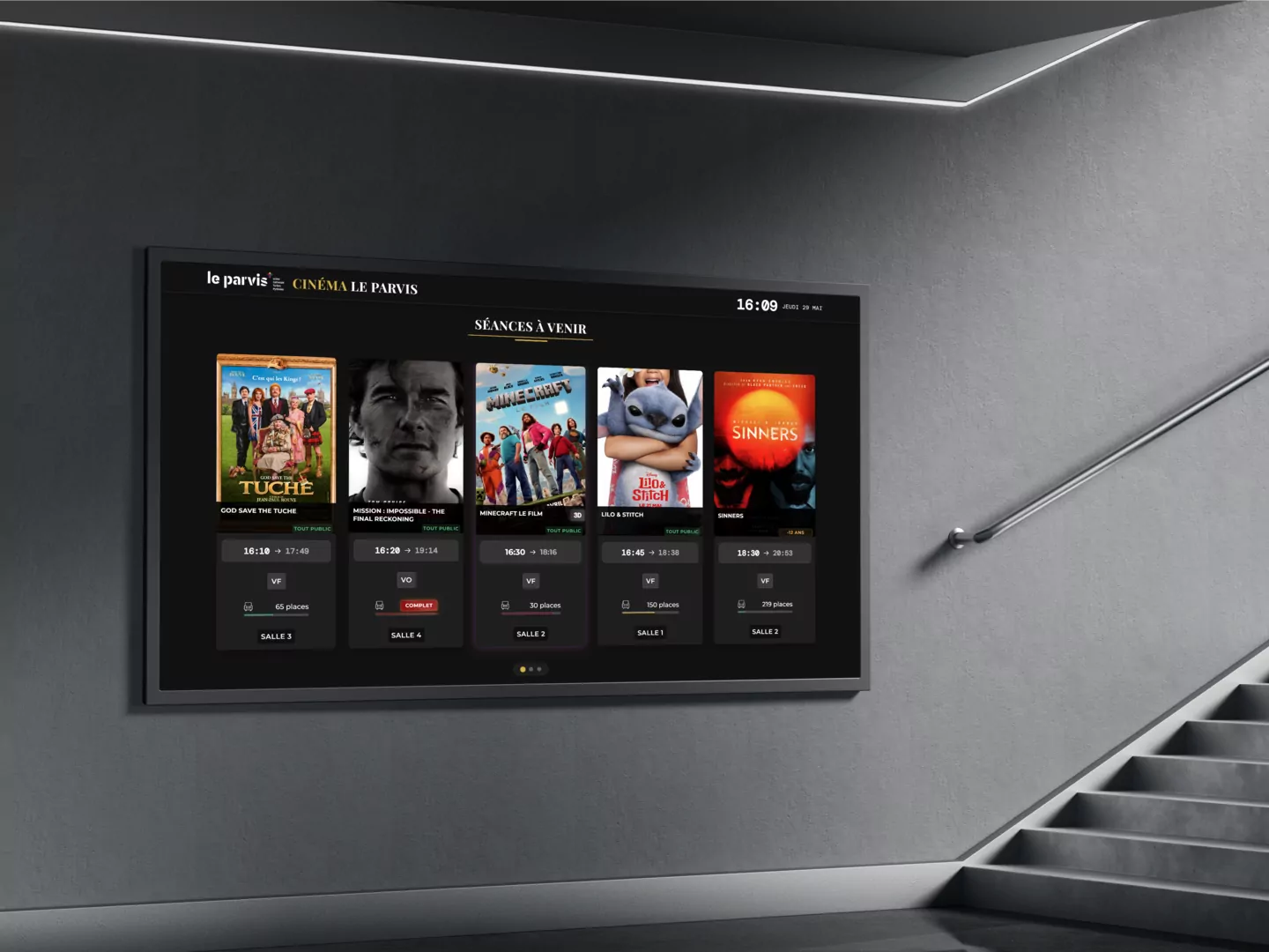 Interface d'affichage dynamique pour cinéma - Zerd Ciné