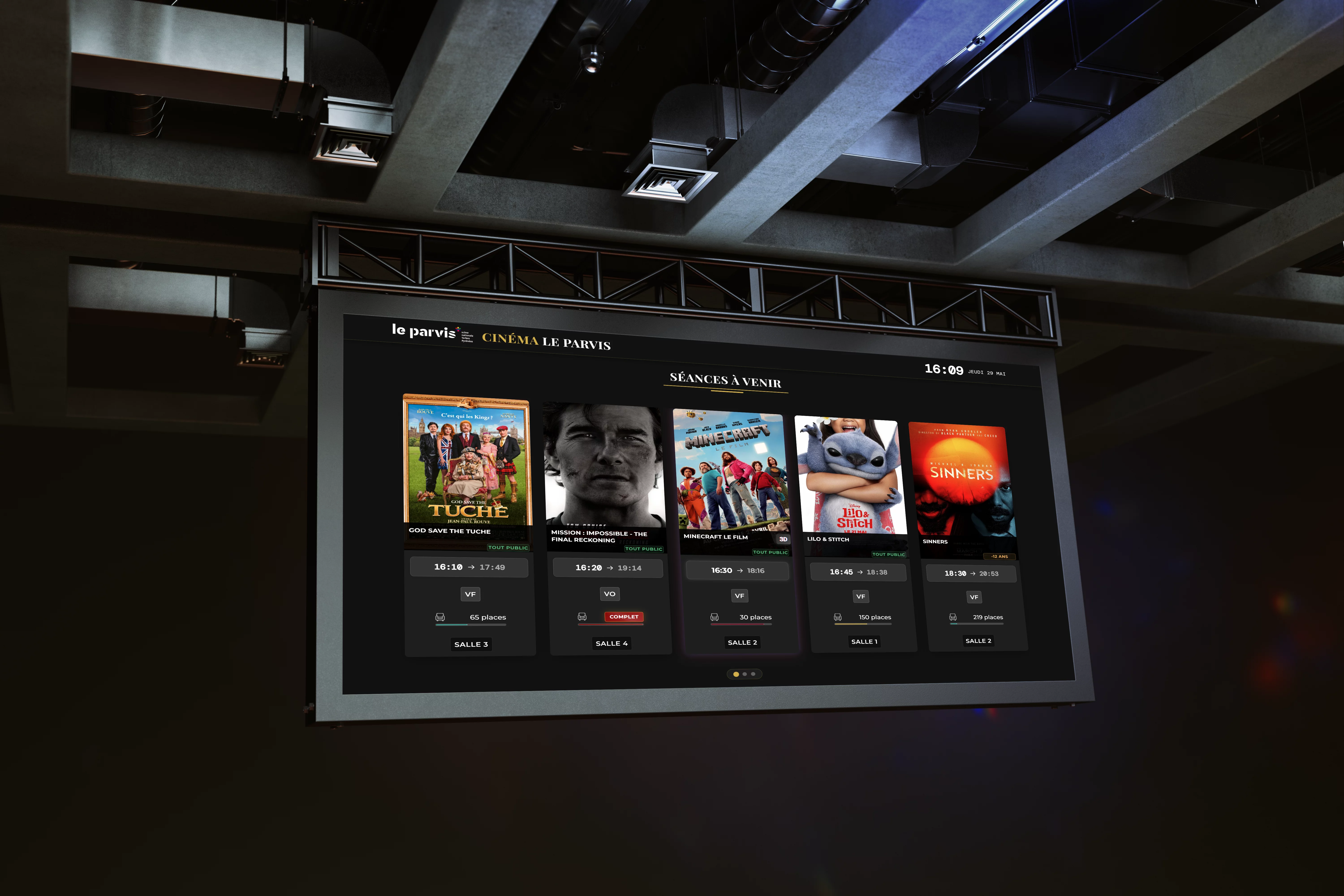 Affichage dynamique en mode grille pour cinéma