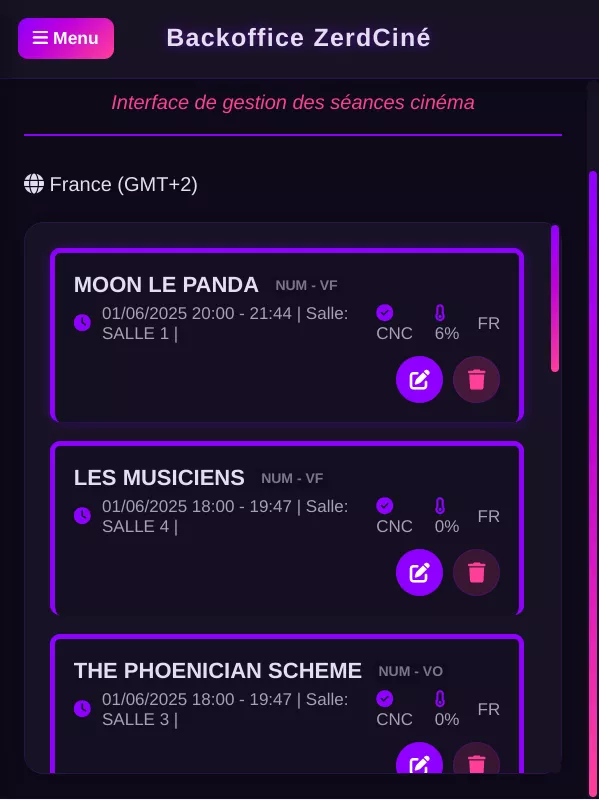 Interface mobile Zerd Web